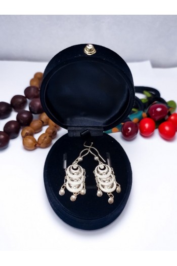 Sallantılı Yuvarlak Model 925 Ayar Telkari Gümüş Küpe 