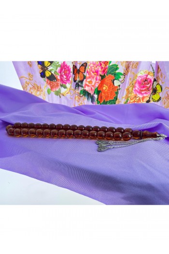 Sarı Hareli Kapsül Kesim Sıkma Kehribar Tesbih