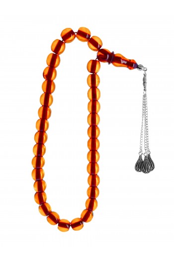 Sarı Hareli Kapsül Kesim Sıkma Kehribar Tesbih