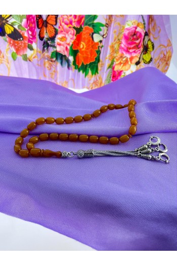 sarı Hareli Kapsül Kesim Sıkma Kehribar Tesbih