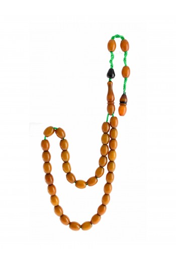 Sarı Renk Sistemli Püskül Sıkma Kehribar Tesbih