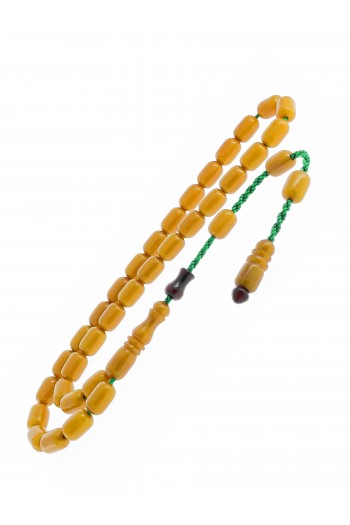 Sarı Renk Sistemli Püskül Sıkma Kehribar Tesbih