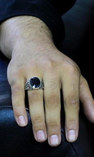 Taç Tasarım Zirkon Taşlı 925 Ayar Erkek Gümüş Yüzük