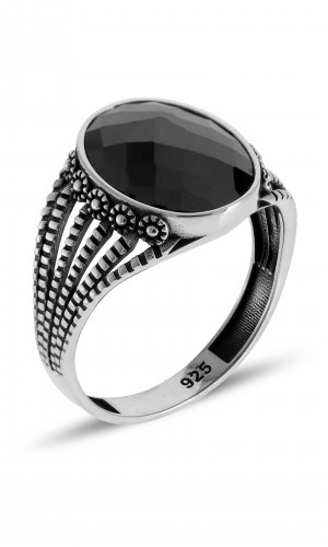 Taç Tasarım Zirkon Taşlı 925 Ayar Erkek Gümüş Yüzük