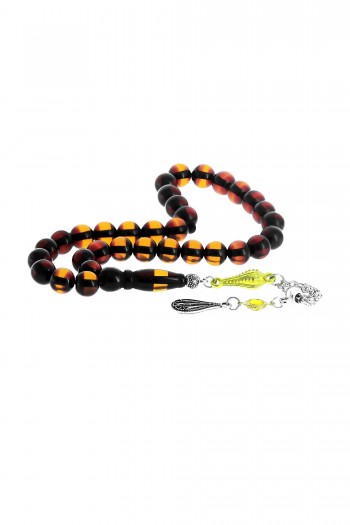 TURUNCU SÜRMELİ KÜRE TOZ KEHRİBAR TESBİH 