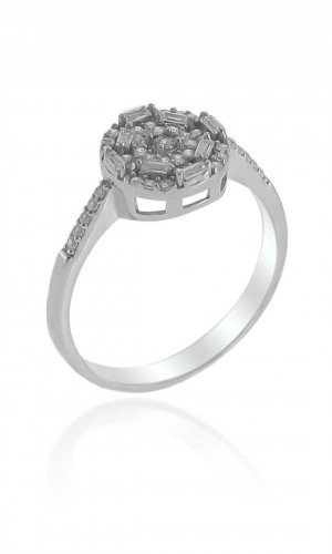 Yuvarlak Model Baget Zirkon Taşlı Gümüş Yüzük 