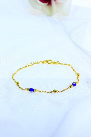 Altın Kaplama Nazar Boncuğu Gümüş Bileklik