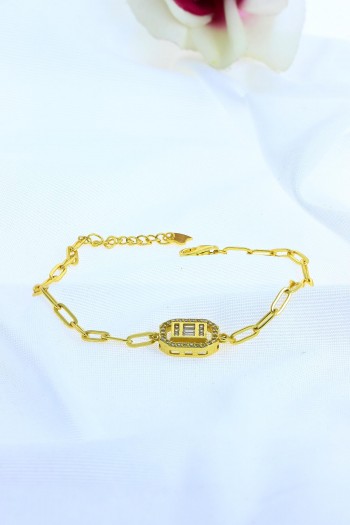 Dikdörtgen Model Baget Zirkon Taşlı Gümüş Bileklik