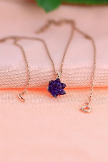 Lotus Model Ametist Taşlı Rose Gümüş Kolye