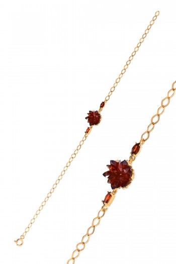 Lotus Model Yakut Taşlı Rose Kaplama Gümüş Bileklik 