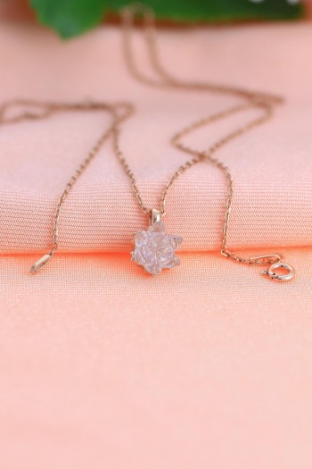 Lotus Model Zirkon Taşlı Rose Gümüş Kolye 