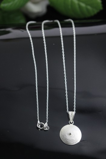 Yuvarlak Model Telkari Gümüş Kolye