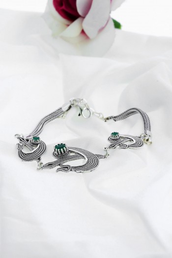 ZirkonTaşlı El Işçiliği Telkari Gümüş Bileklik