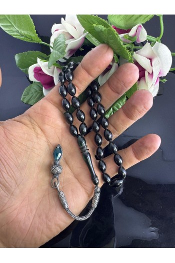 1000 ayar trabzon kazaz gümüş püsküllü arpa kesim içi turkuaz rengi ateş kehribar