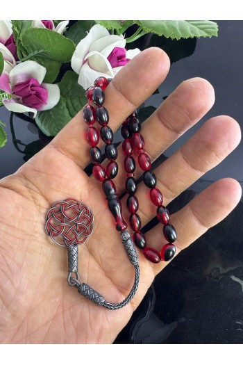 1000 ayar trabzon kazaz gümüş püsküllü badem kesim hareli ateş kehribar