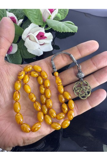 1000 ayar trabzon kazaz gümüş püsküllü hareli sıkma kehribar