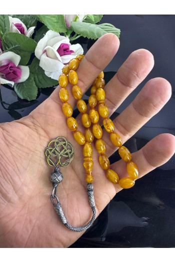 1000 ayar trabzon kazaz gümüş püsküllü hareli sıkma kehribar