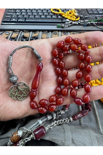 1000 ayar trabzon kazaz gümüş püsküllü iskender kesim sıkma kehribar 