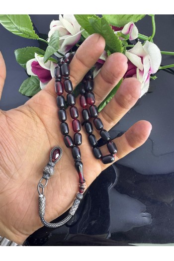 1000 ayar trabzon kazaz gümüş püsküllü kırmızı siyah hareli ateş kehribar