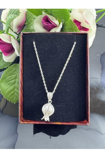 925 ayar bahar çiçeği motifli telkari gümüş kolye