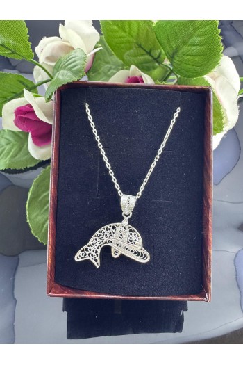925 ayar balina modeli telkari gümüş kolye