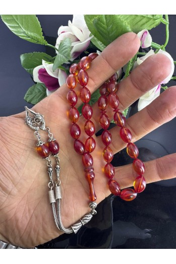 925 ayar gümüş püsküllü bukalemun rengi ateş kehribar