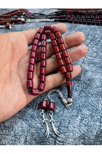 925 ayar gümüş püsküllü çubuk sürmeli sıkma kehribar bilek boy