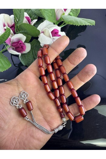 925 ayar gümüş püsküllü kapsül  model cubuk sıkma kehribar