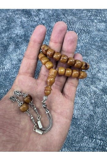 925 ayar gümüş püsküllü tekerlek  kesim bağa sıkma kehribar 