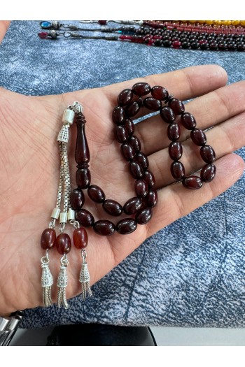 925 ayar gümüş püsküllü yumurta  kesim fırınlanmış sürmeli sıkma kehribar 