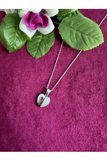 925 ayar kalp motifli içi açılır kapanır zirkon taşlı gümüş kolye