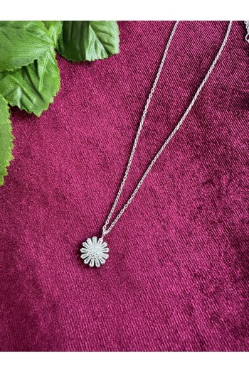 925 ayar kar tanesi desenli zirkon taşlı hayalet gümüş kolye