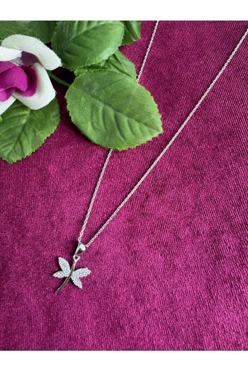 925 ayar kelebek motifli zirkon taşlı gümüş kolye