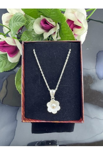 925 ayar minik papatya motifli telkari gümüş kolye