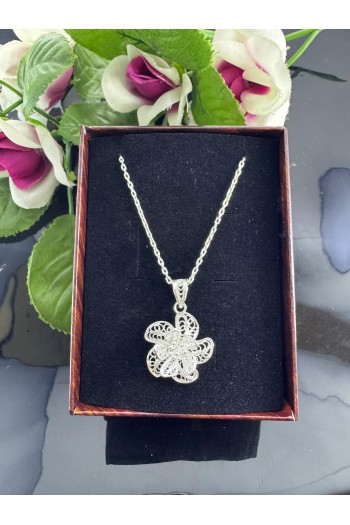 925 ayar rüzgar güllü motifli telkari gümüş kolye