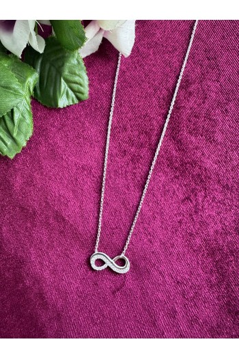 925 ayar sonsuzluk desenli zirkon taşlı hayalet gümüş kolye