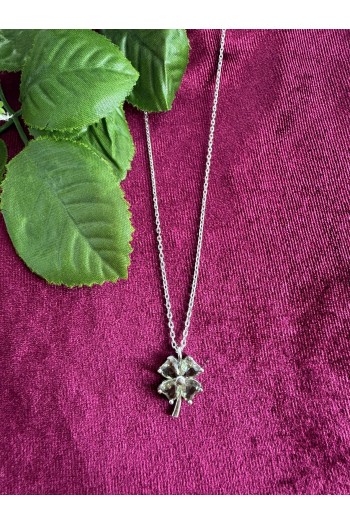 925 ayar yonca desenli zultanit taşlı hayalet gümüş kolye