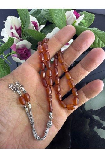 925 gümüş püsküllü kapsül kesim  ateş kehribar