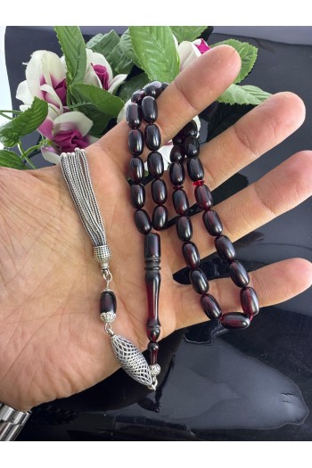 925 gümüş püsküllü kapsül kesim hareli ateş kehribar