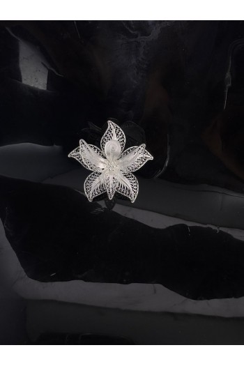 Antoryum Çiçeği  Model El Işi Telkari Gümüş Broş & Yaka İğnesi 