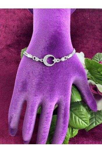 ay yıldızlı motifli 925 ayar gümüş bileklik