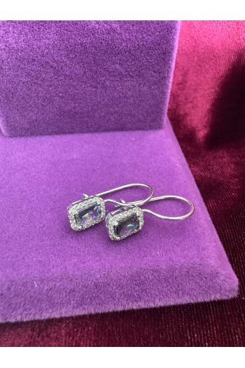 baget tasarım his taşlı 925 ayar gümüş küpe