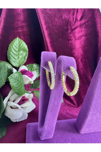 baget taşlı tamtur 925 ayar altın suyu kaplama gümüş küpe