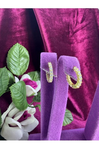 baget taşlı tamtur 925 ayar altın suyu kaplama gümüş küpe