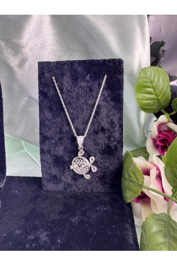 balık motifi el işi telkari gümüş kolye