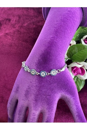 beşli nazar boncuğu tasarımlı 925 ayar gümüş bileklik