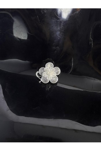 Çiçek Model El Işi Telkari Gümüş Broş & Yaka İğnesi 