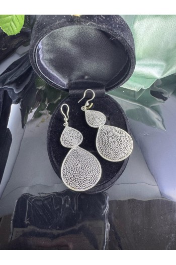 Çift damla model 925 ayar talkari gümüş küpe