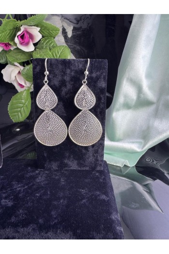 Çift damla model 925 ayar talkari gümüş küpe