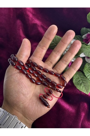 fırınlanmış içi şeffaf hareli kahverengi temiz işçilikli sistemli sıkma kehribar 